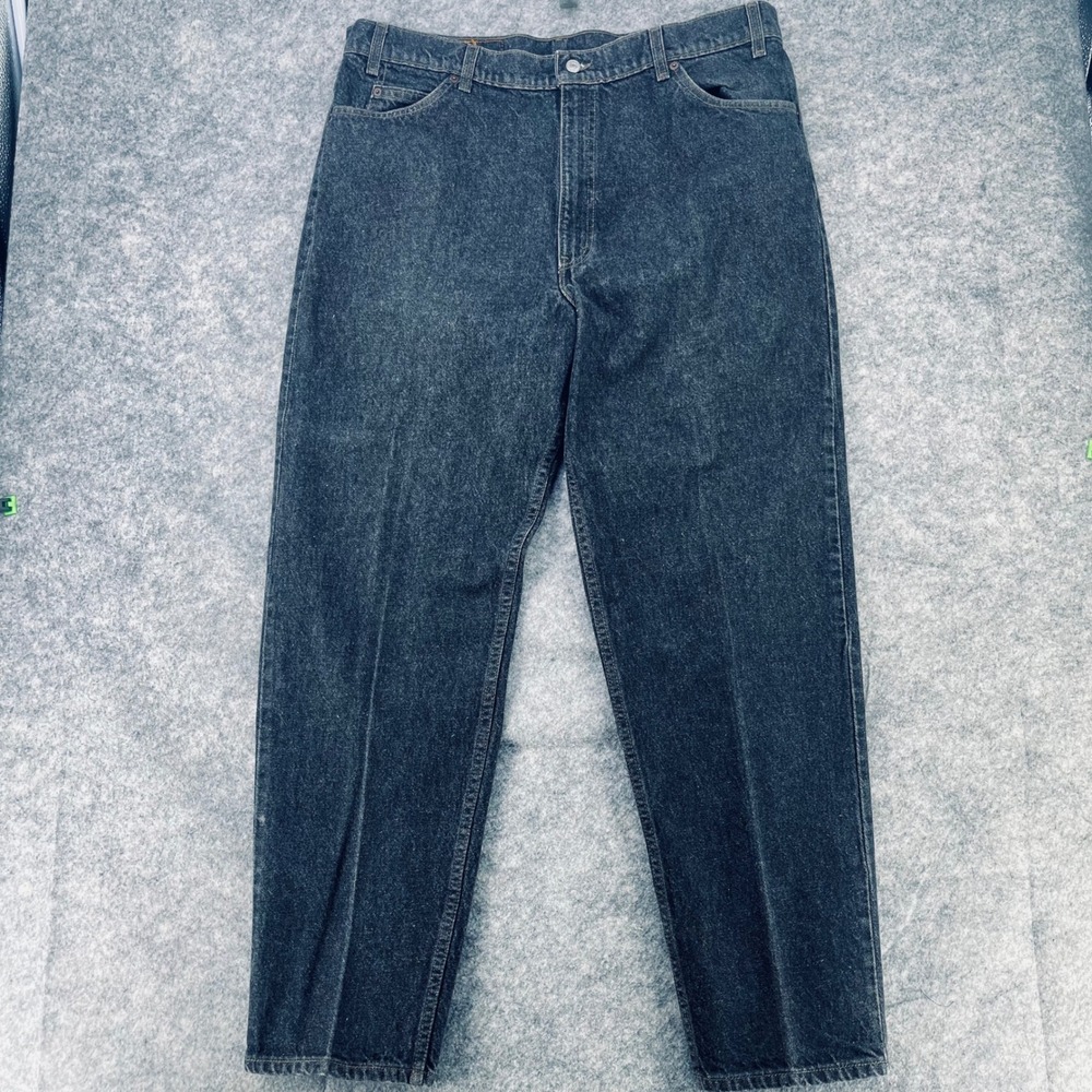 Levi's 550 Jeans Men 42x32 Black Baggy Fit Tapered Orange Tab Fits 40x30 USA 90s